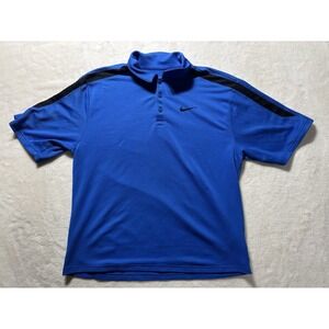 Nike Dri Fit Solid Blue Waffle Texture Polo Shirts Men's Size Medium